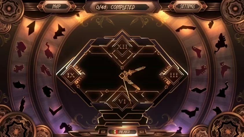 Игровой процесс Glass Masquerade с часами и фрагментами витража