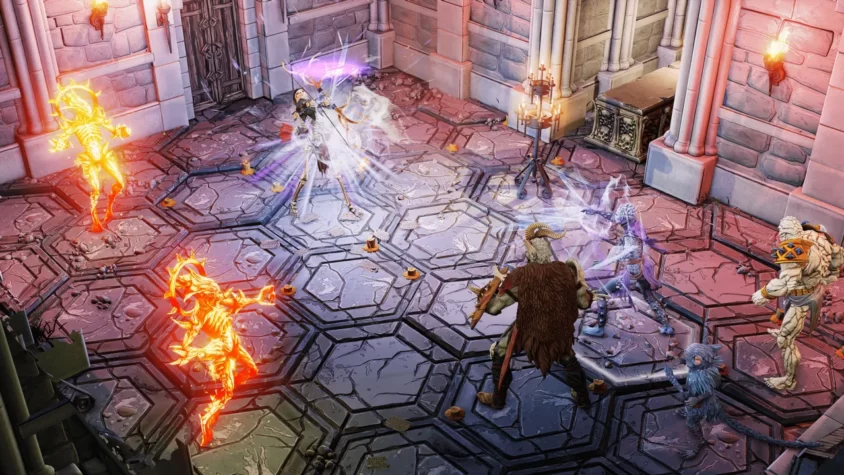 Герои Gloomhaven в яростной битве с врагами — анимация и магия на поле боя