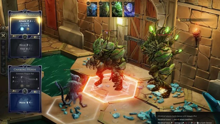 Герои Gloomhaven атакуют земляных демонов — стратегия и магия на поле боя