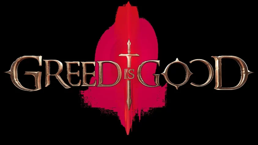 Обложка игры GREED IS GOOD Обложка игры GREED IS GOOD, в которой главный акцент на мече, символизирующем силу жадности и приключений