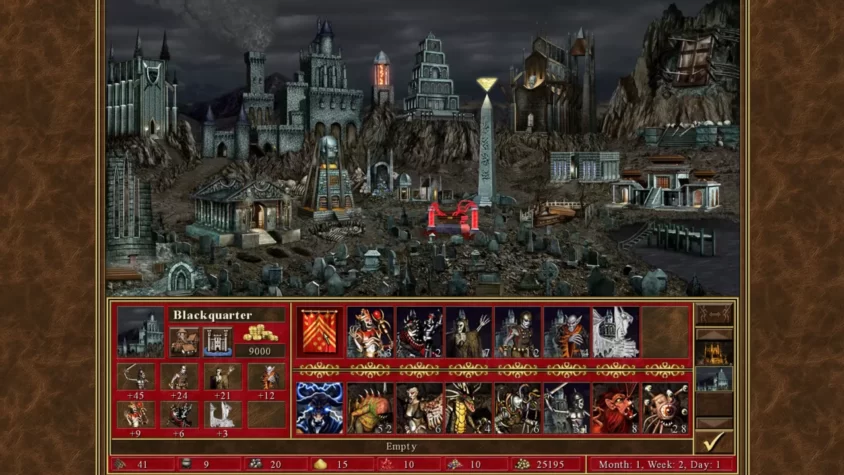 База в Heroes of Might and Magic III с гробницами и армией нежити