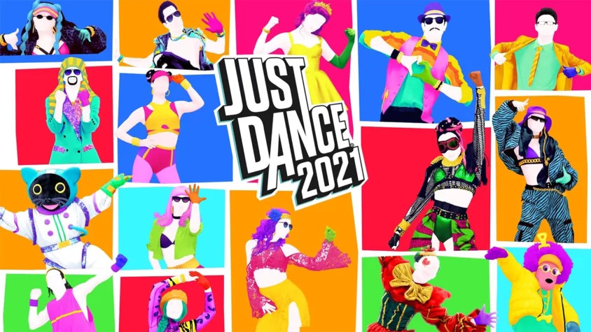 Обложка Just Dance 2021 с яркими танцорами и названием игры.