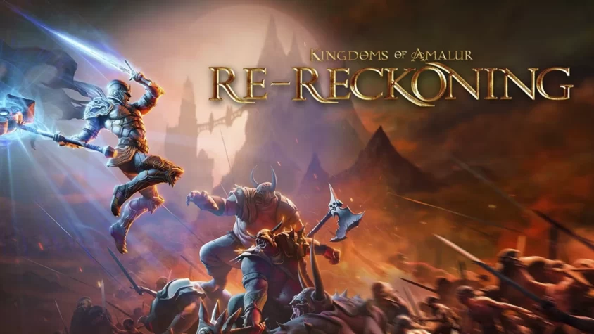 Kingdoms of Amalur: Re-Reckoning - обложка игры Обложка игры Kingdoms of Amalur: Re-Reckoning с героем на переднем плане и армией врагов на заднем