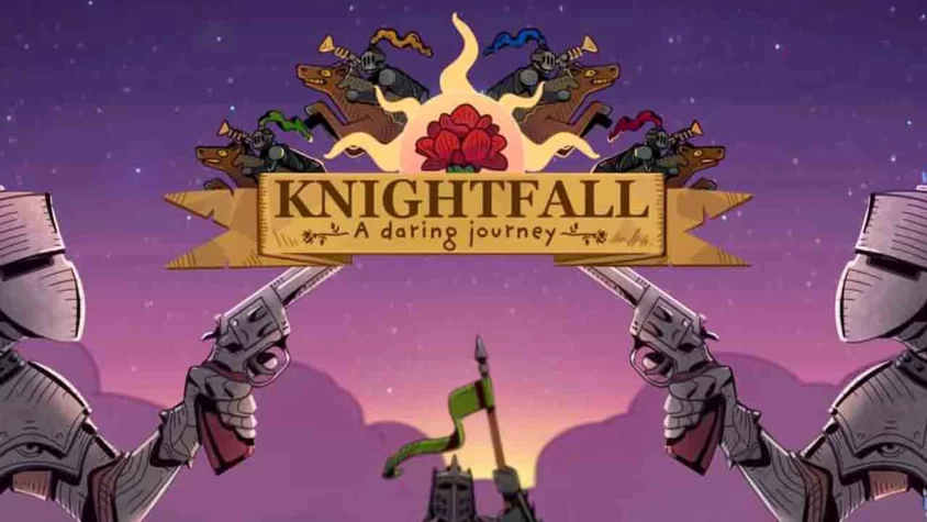 Обложка игры Knightfall: A Daring Journey с изображением рыцарей и лошадей