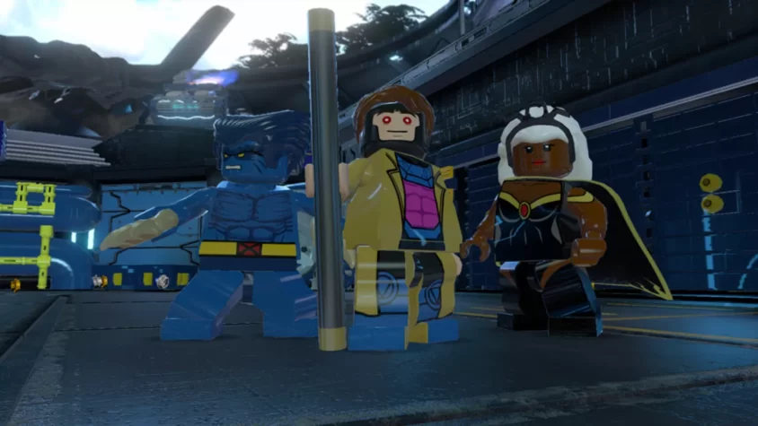 Легендарные мутанты из LEGO Marvel Super Heroes: Человек-Молния, Бести, Гамбит и Шторм на одной картинке