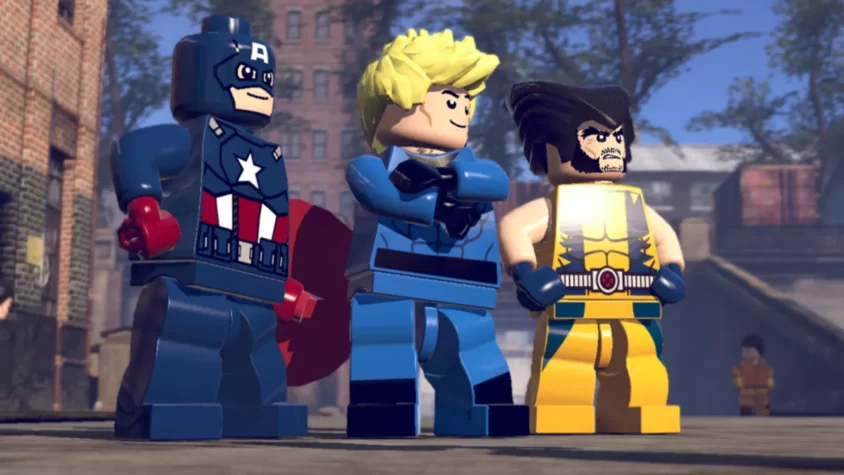 Сборище супергероев LEGO: Капитан Америка, Человек-Факел и Росомаха, готовые к действию