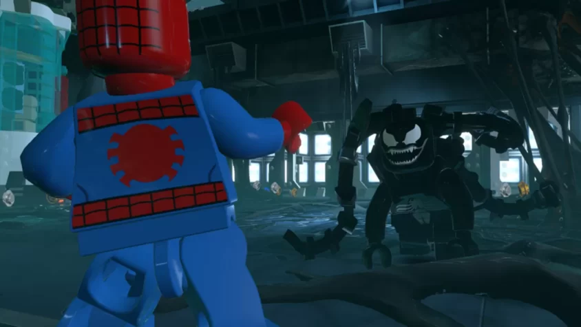 Человек-Паук сражается с Веномом в LEGO Marvel Super Heroes
