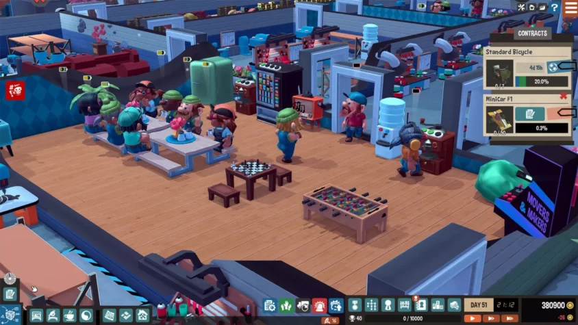 Рабочие в Little Big Workshop играют в настольные игры вместо того, чтобы работать