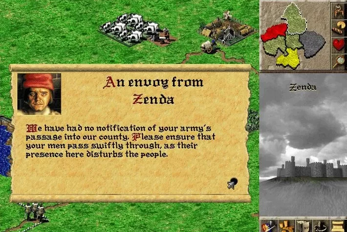 Lords of the Realm II: Посланник из Зенды с предупреждением о проходе армии