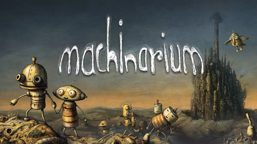 Machinarium — игра о роботах, путешествующих по постапокалиптическому миру Обложка игры Machinarium, где роботы с любопытными лицами странно бродят по механизированному миру