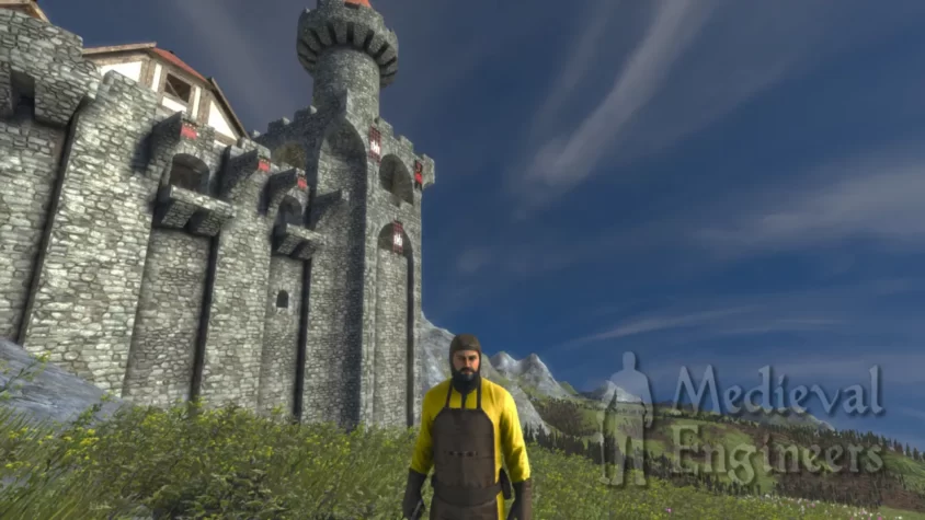 Персонаж на фоне замка в Medieval Engineers