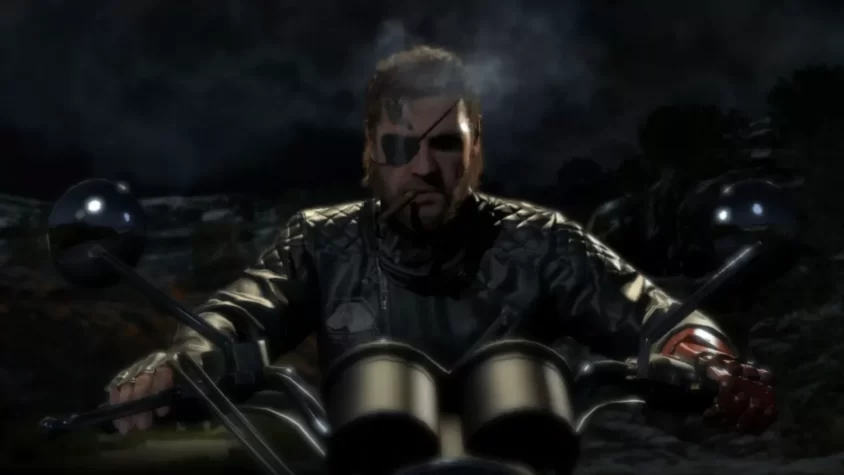 Сцена из игры Metal Gear Solid V: The Phantom Pain, Снейк на мотоцикле