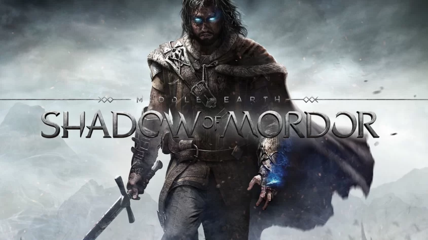 Middle-earth: Shadow of Mordor — Обложка игры Главный герой игры с мечом в руке на фоне пустоши, окруженной разрушениями