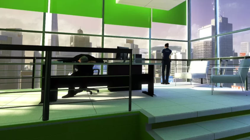 Офис из Mirror's Edge с двумя персонажами
