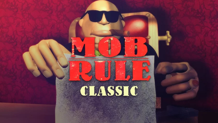 Mob Rule Classic - обложка Обложка игры Mob Rule Classic, где главный герой в очках и с сигарой держит документ