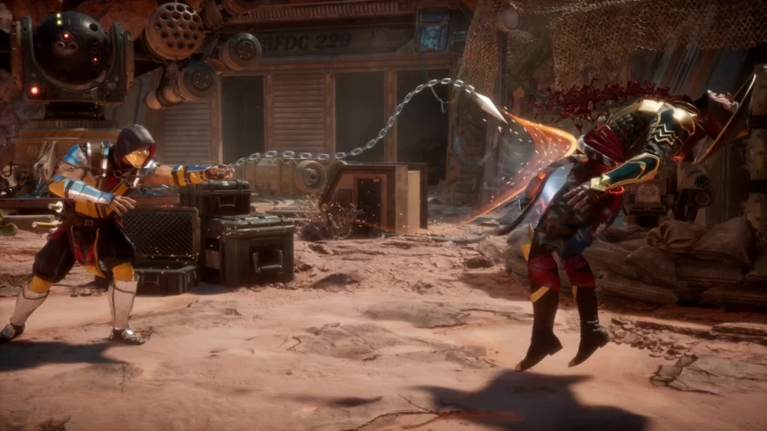 Скорпион запускает свою цепь, чтобы вернуть врага в бою. В Mortal Kombat 11 насилие всегда в моде