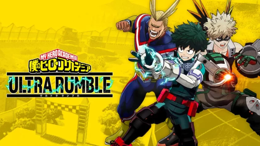 My Hero Academia: Ultra Rumble - Обложка игры Главные герои My Hero Academia в ярком и динамичном изображении с элементами боевых сцен