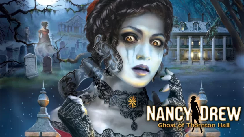 Обложка игры Nancy Drew: Ghost of Thornton Hall, с духом и мрачной атмосферой
