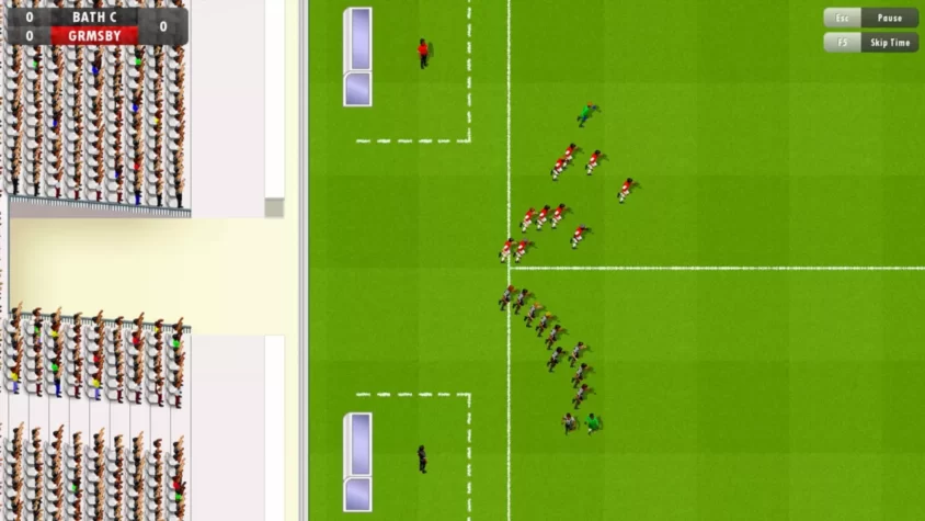Игровой момент в New Star Soccer 5, где игроки на поле формируют строй