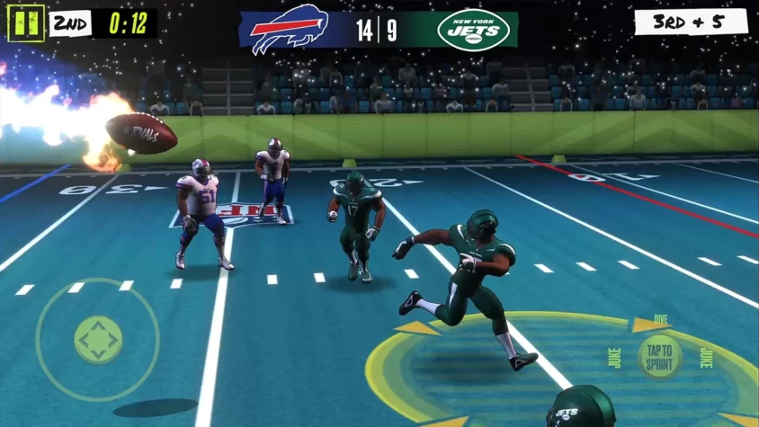 Игроки команд Buffalo Bills и New York Jets на игровом поле