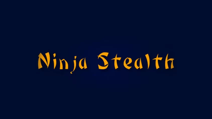 Ninja Stealth - игра, где ты будешь в тени, как настоящий ниндзя Обложка игры Ninja Stealth, с необычным шрифтом и ярким контрастом