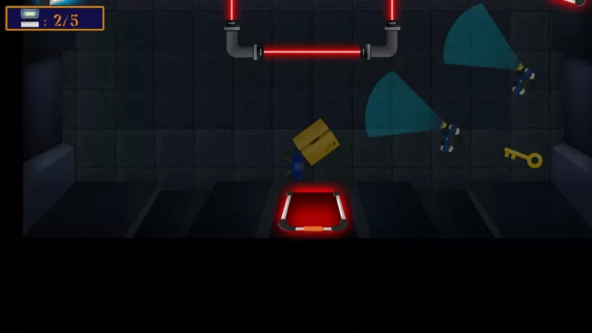 Момент из Ninja Stealth, где ниндзя уворачивается от лазеров с коробкой и ключом