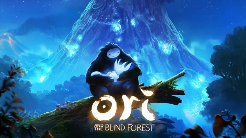 Ori и слепой лес Главные персонажи игры Ori и его спутник на фоне волшебного леса