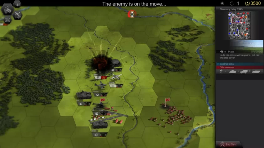 Тактическая карта с уничтожением в Panzer Tactics HD, май 1945 года