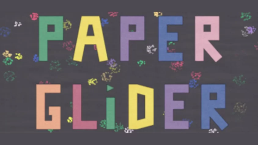 Paper Glider — игра с забавным названием и ярким дизайном Обложка игры Paper Glider, полная ярких и разноцветных букв
