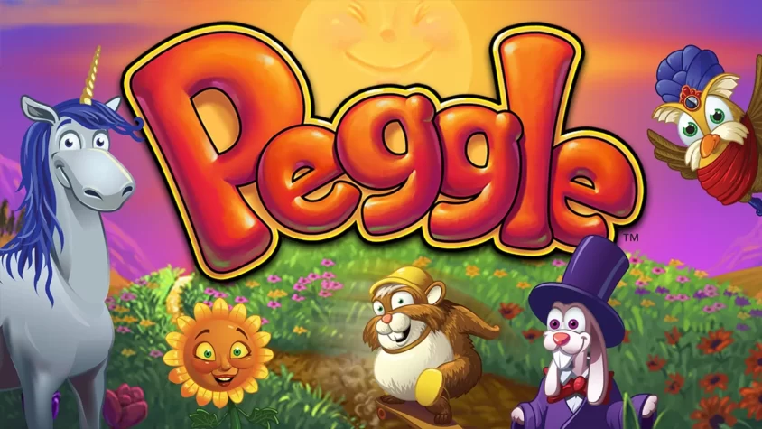Peggle Deluxe – классика жанра с уникальными персонажами Обложка игры Peggle Deluxe с милыми персонажами и яркими цветами