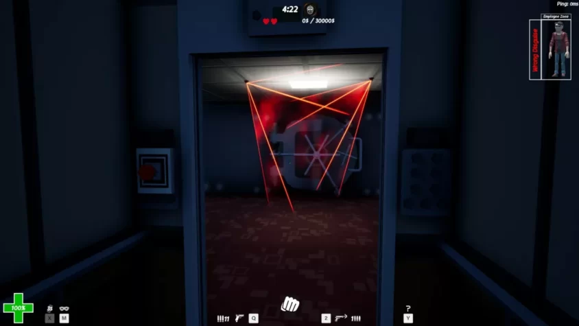 Персонаж пытается пройти через лазерные ловушки в Perfect Heist 2