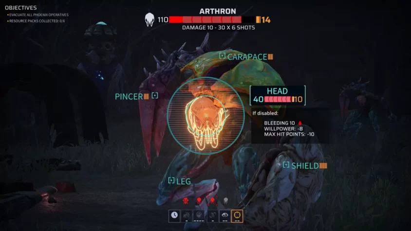 Цель на врага с показом его повреждений в игре Phoenix Point