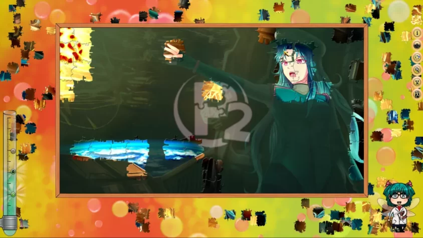 Частично собранный пазл в Pixel Puzzles 2: Paintings с персонажем