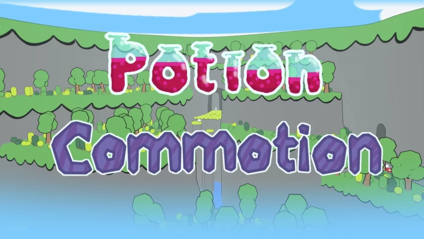 Potion Commotion - обложка игры Обложка игры Potion Commotion с ярким фоном и красивыми пейзажами