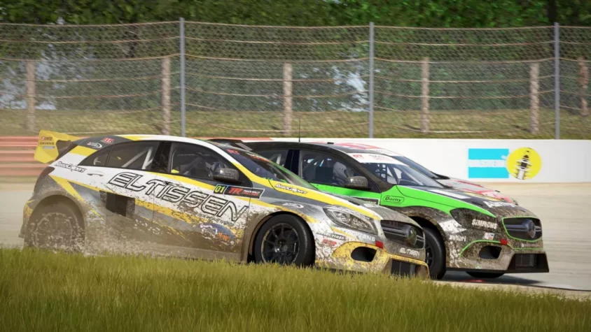 Два Mercedes на грязной трассе в Project CARS 2
