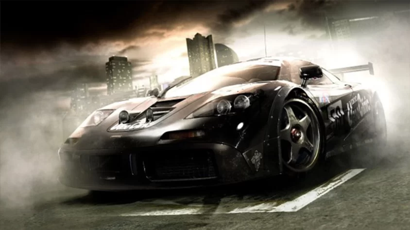 Скриншот игры Race Driver: Grid с быстрым автомобилем на городской трассе.