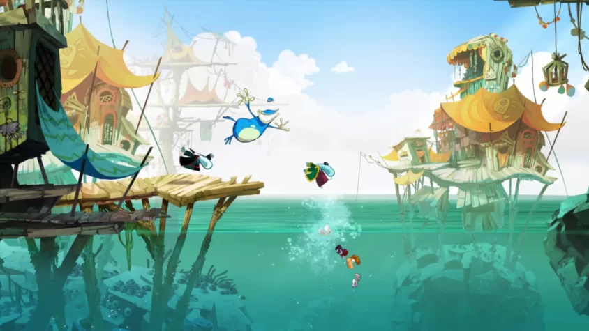 Герои Rayman Origins на побережье, в поисках приключений и возможных катастроф