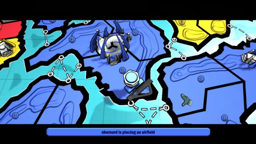 Геймплей игры RISK: Factions с установкой аэродрома на карте