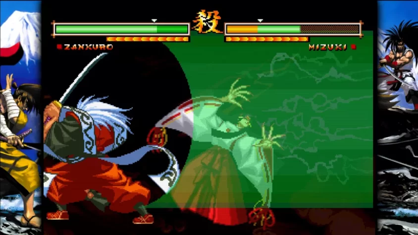 Бой между персонажами Занкуро и Мидзуки в Samurai Shodown V Special