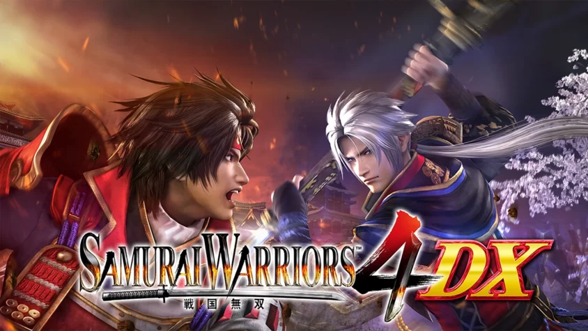 Обложка игры SAMURAI WARRIORS 4 DX с двумя самураями, готовыми к бою