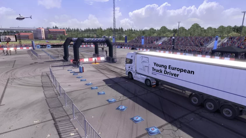 Грузовик Scania на соревнованиях Young European Truck Driver в игре