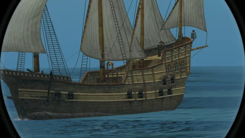 Корабль на фоне океана в игре Sea Dogs