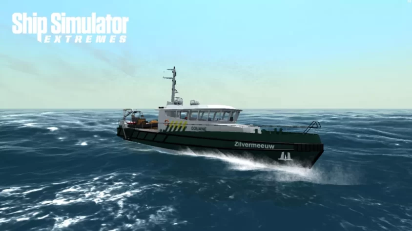 Корабль в игре Ship Simulator Extremes, плывущий по бурному морю