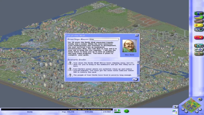 Берлин после падения стены в SimCity 3000 Unlimited: строй, разрушай, и снова строй