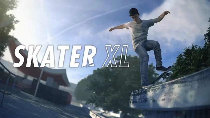 Skater XL - обложка игры Обложка игры Skater XL, персонаж на скейтборде выполняет трюк
