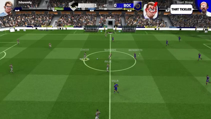 Игровой момент матча Ювентус против Бока Хуниорс в Sociable Soccer 2024
