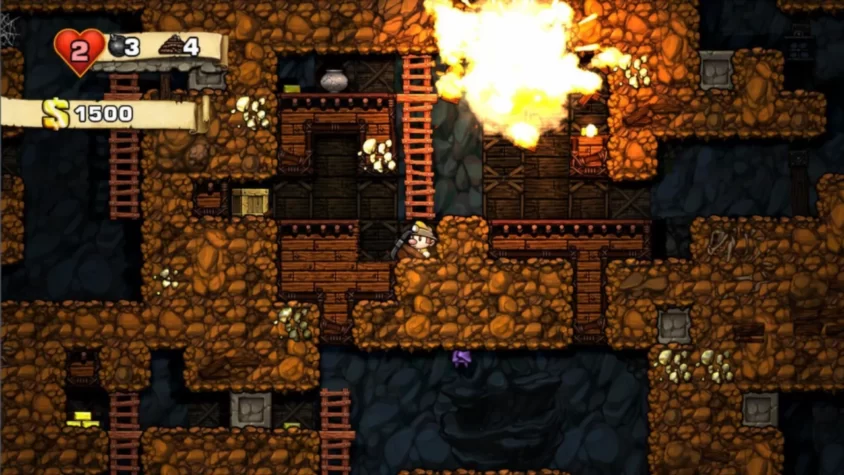 Взрыв в подземелье Spelunky