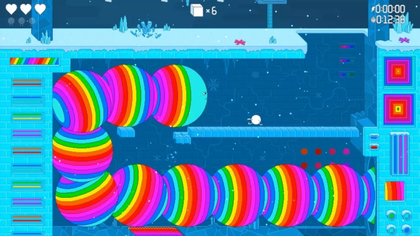 Радужные шары и платформы в ледяном мире Spinch, создающие эффект ‘что я вообще здесь делаю?’