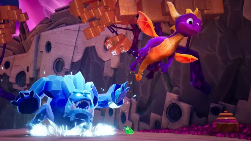 Spyro против ледяного монстра в ярком мире