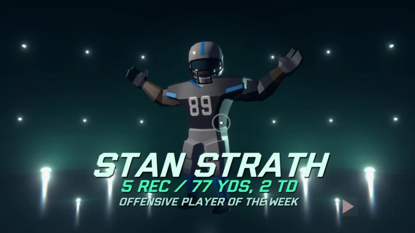 Игрок Stan Strath с поднятыми руками получил титул игрока недели